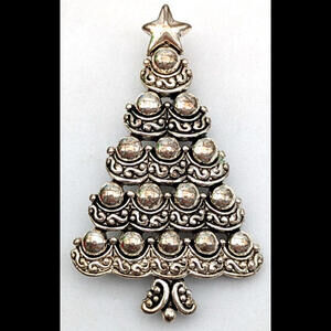 Silverplate Christmas Tree Brooch/Pendant